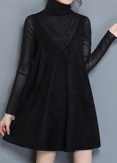 Trendy Long Sleeve Black Turtleneck Dress – Ncocon