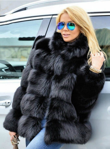 Long Fake Fox Fur Jacket Women Winter Faux Fox Fur – Ncocon