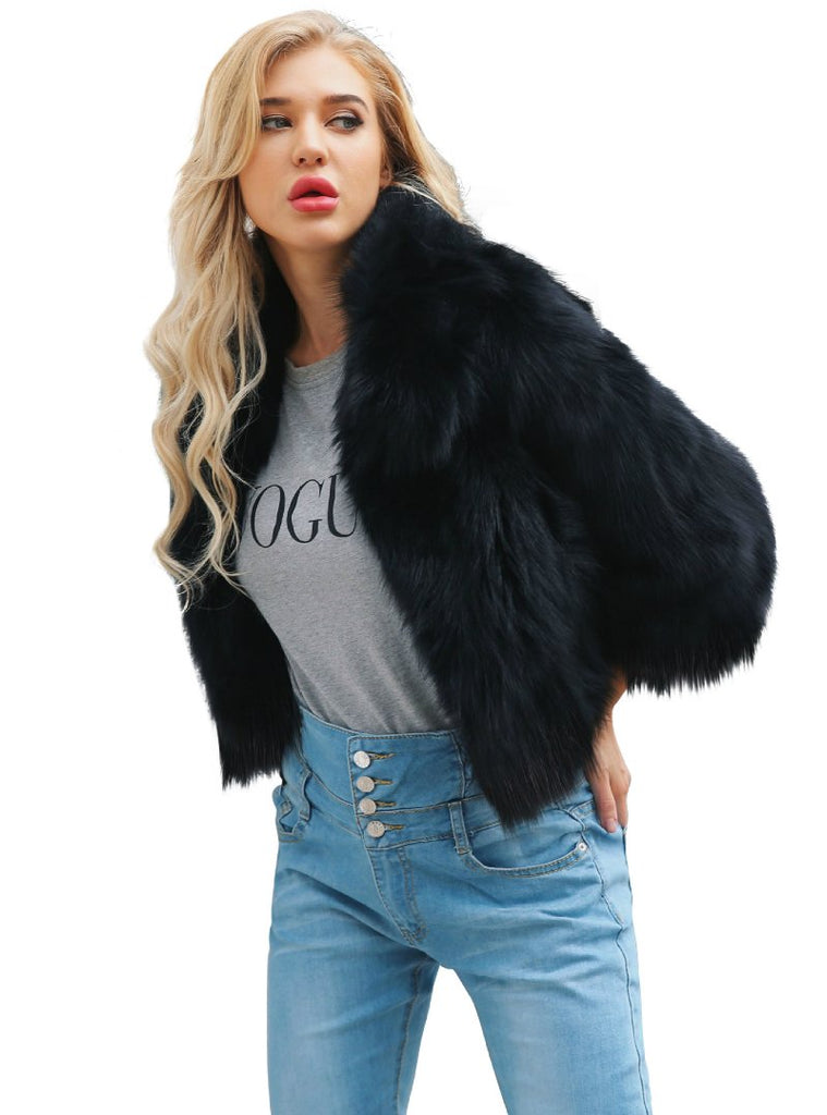 short black fake fur jacket