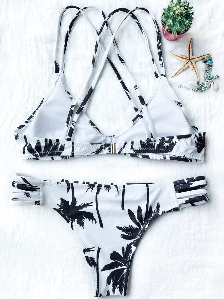 Palm Trees Printed Strappy Bikini – Ncocon