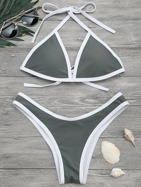 High Cut Contrast Piping Bikini Set – Ncocon