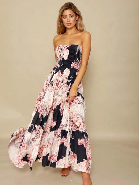 Floral Off-shoulder Backless Maxi Dress – Ncocon