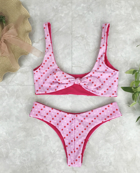Knotted Polka Dot Red Bikini Set – Ncocon