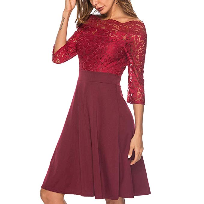 Ladies Plus Size Cocktail Dress Short Sleeve Lace Midi Dress – Ncocon