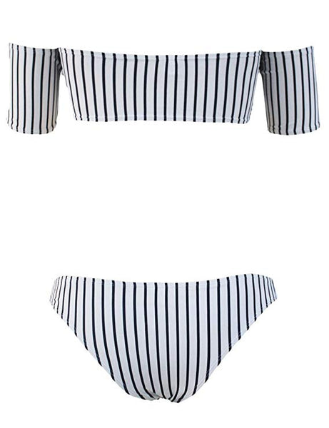 Off Shoulder Striped Bikini Swimsuit – Ncocon