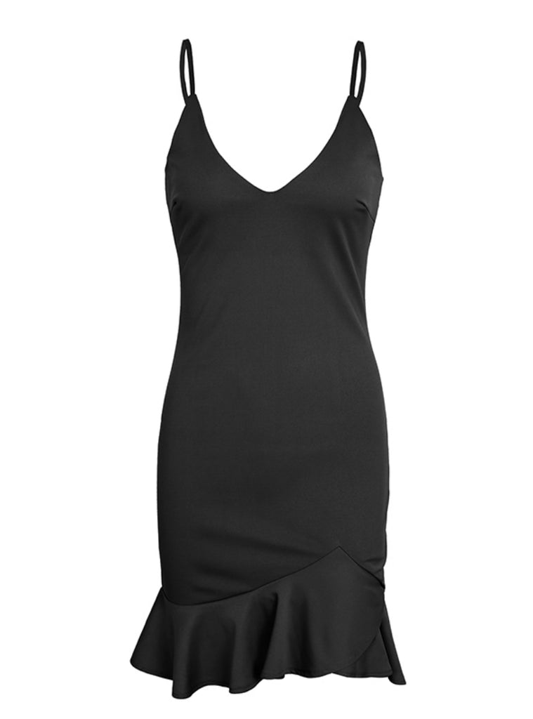 Sexy V Neck Ruffle Strap Mini Dress Women Ncocon 