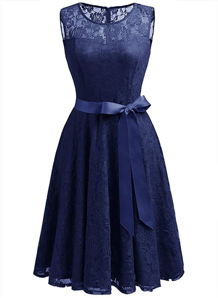 Sheer Neck Short Floral Lace Dress – Ncocon