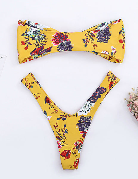 Boning Floral Bandeau Bikini Set – Ncocon