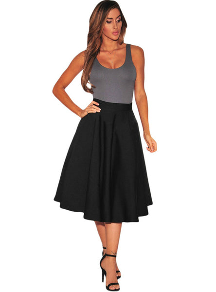 Fashion Flared A-Line Black Skirts – Ncocon