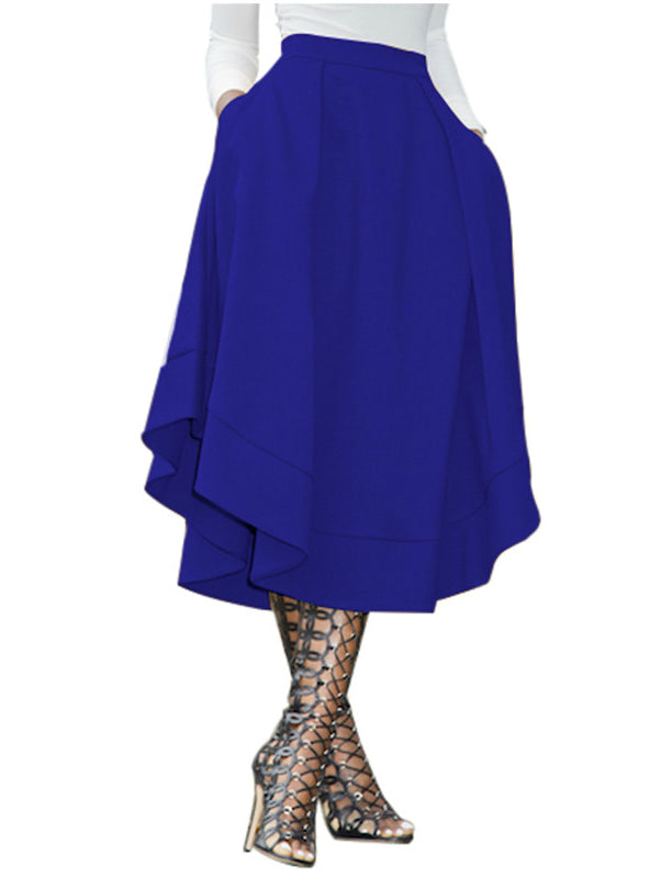 Royal Blue Elegant Vintage High Waist Mid-Calf Skirt – Ncocon