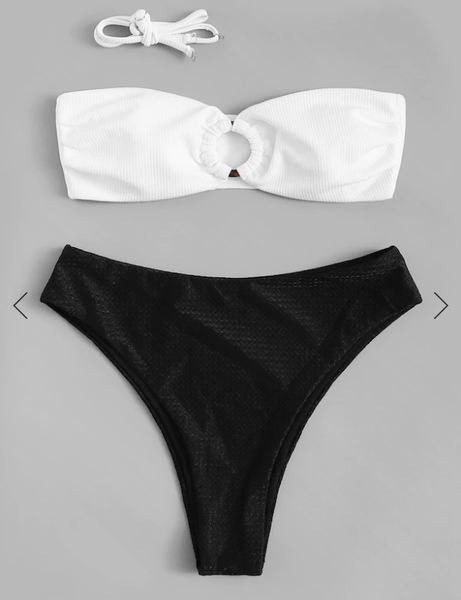High Cut Two Tone Bandeau Bikini Set – Ncocon