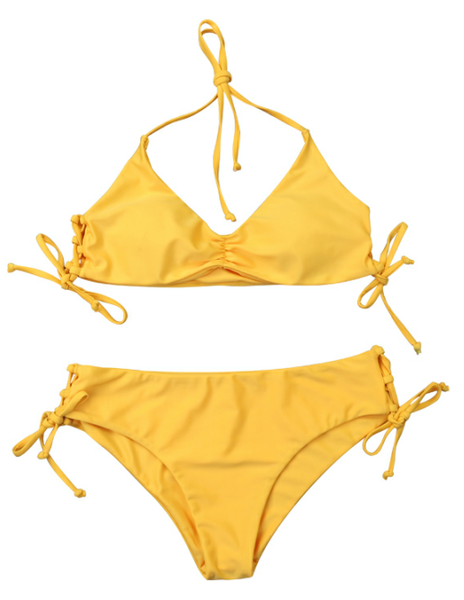 Yellow Ribbed String Bikini Set – Ncocon