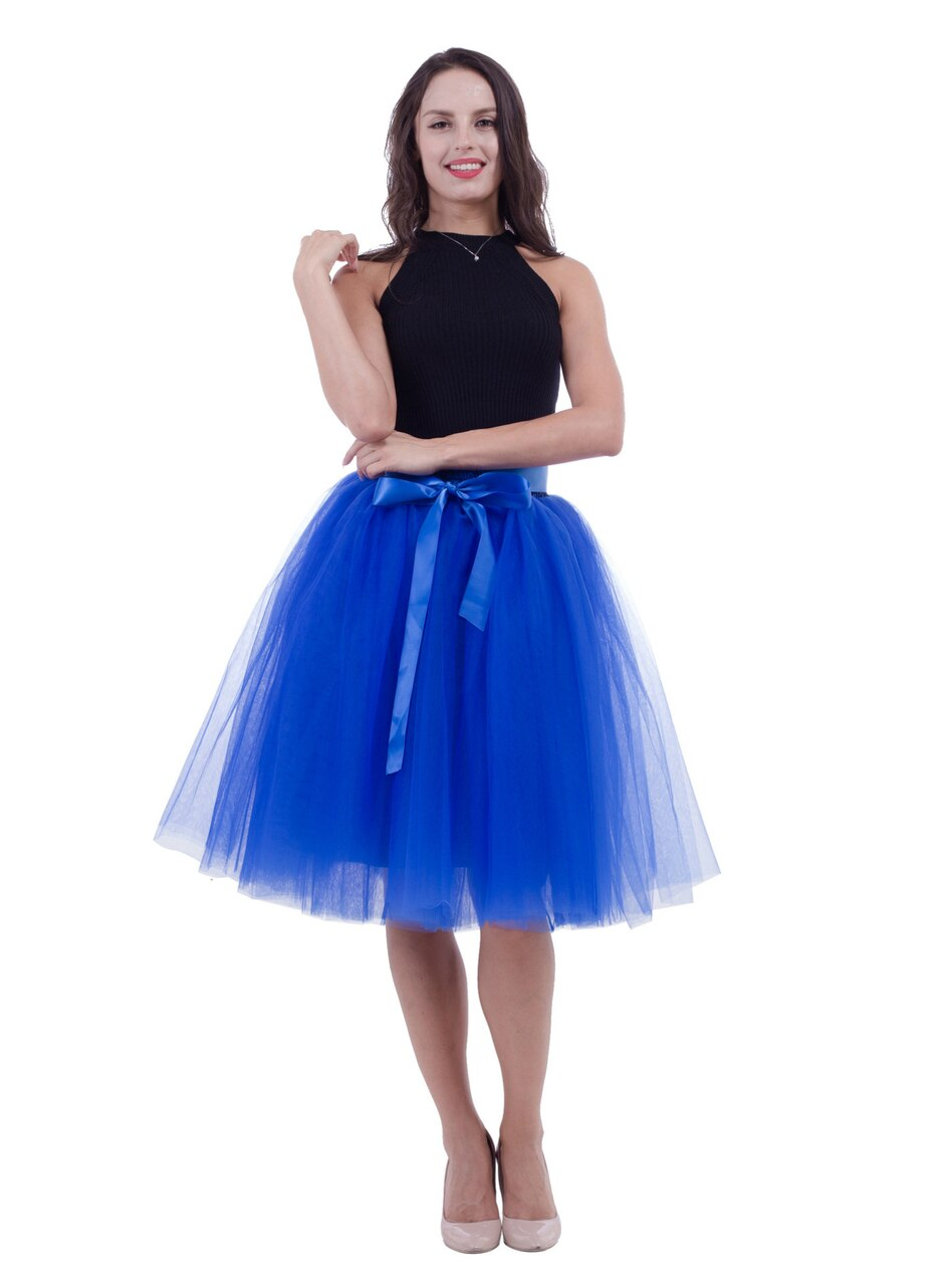 Royal Blue Gauze Belt Puff Tulle Skirt – Ncocon