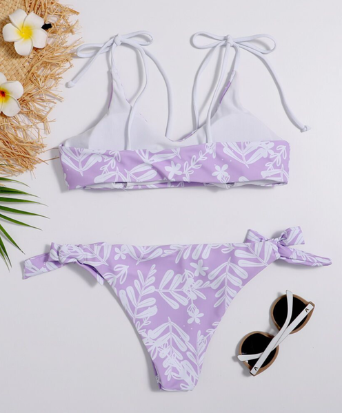 Purple Floral High Leg Bikini Set – Ncocon