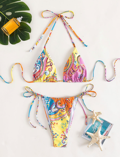 Flower Print Plunge Bikini Set – Ncocon