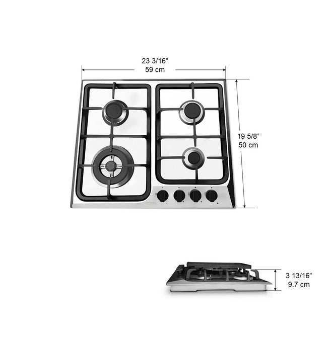 Elite 24 Inch 4 Burner Gas Cooktop Ancona Home