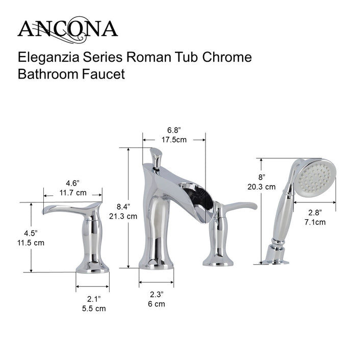 Eleganzia Series Roman Tub Chrome Bathroom Faucet Ancona Home