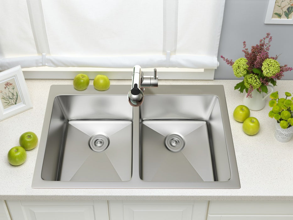 yellow double kitchen sink