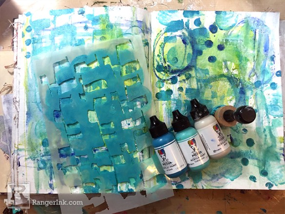 A little watercolor project. I love playing with masking tape over the  paper and blending blues and greens!