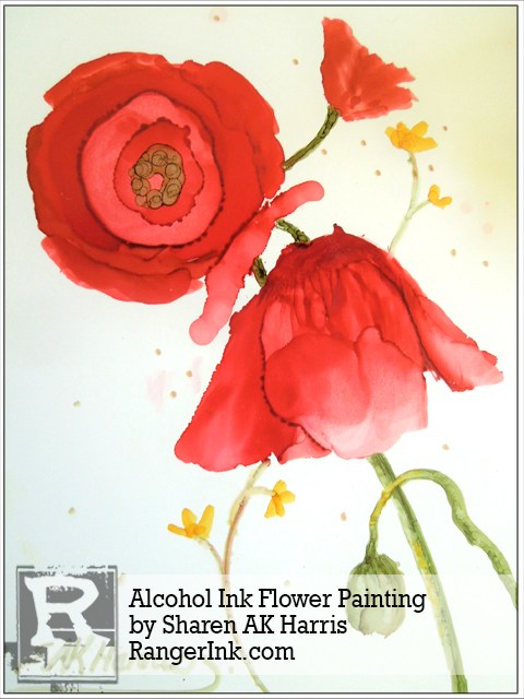 Alcohol Ink Flower Painting by Sharen AK Harris