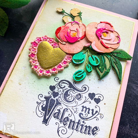 Colorize Floral Valentine Card Step 11