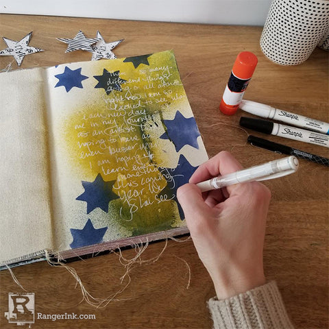 Star Peek-a-Boo Art Journal Page by Megan Whisner Quinlan