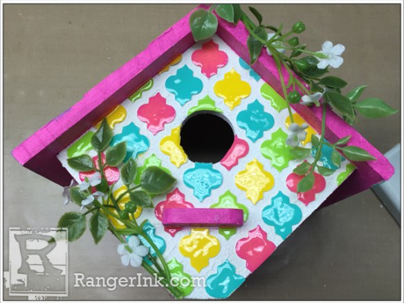 Distress Paper Mosaic Bird House by Patti Behan | www.rangerink.com