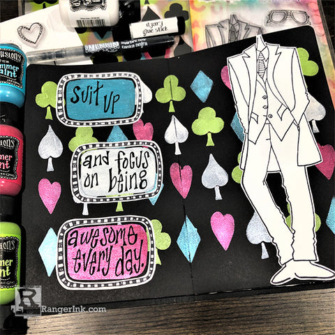 Dylusions Suit Up Journal Spread by Denise Lush Step 8