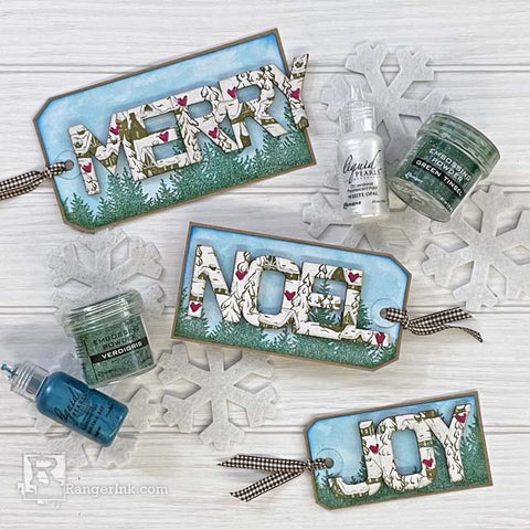 Embossed Holiday Treescape Tags by Lauren Bergold Step 10