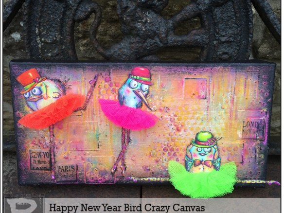 Happy New Year Bird Crazy Canvas by Kassa Hayselden