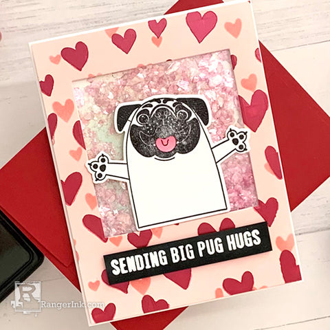 Simon Hurley create. Pugs and Hugs Card by Lieschen Harshbarger Step 13