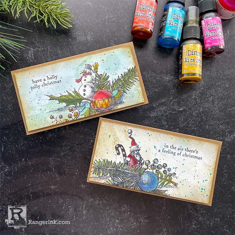 Distress Mini Slimline Christmas Cards by Cheiron Brandon