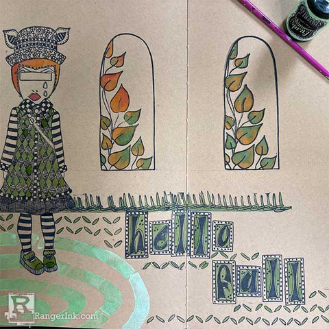 Dylusions Hello Fall Journal Spread Step 9