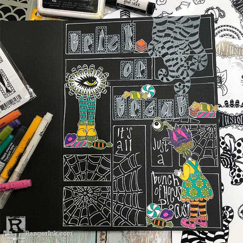 Dylusions Trick or Treat Journal Spread Final Thoughts