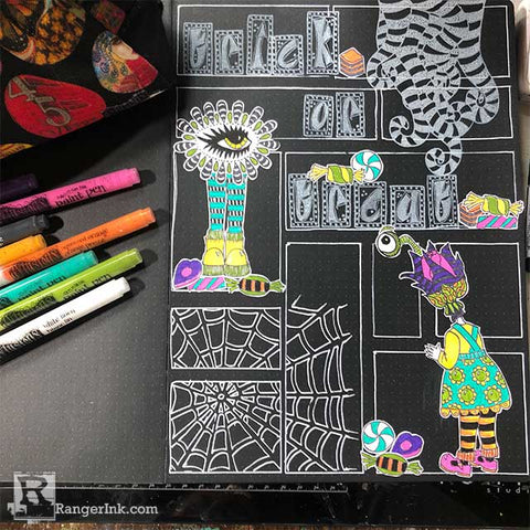 Dylusions Trick or Treat Journal Spread Step 9