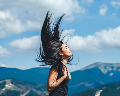 Girl is flipping her hair