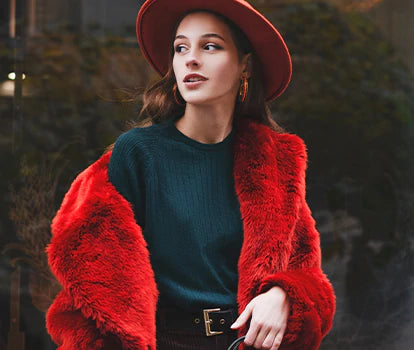 A girl with red hat & jacket