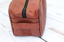 Julian Leather Toiletry Bag | Mountain Messenger Co Natural Brown Leather Toiletry Case, vegetable tanned men's leather dopp kit