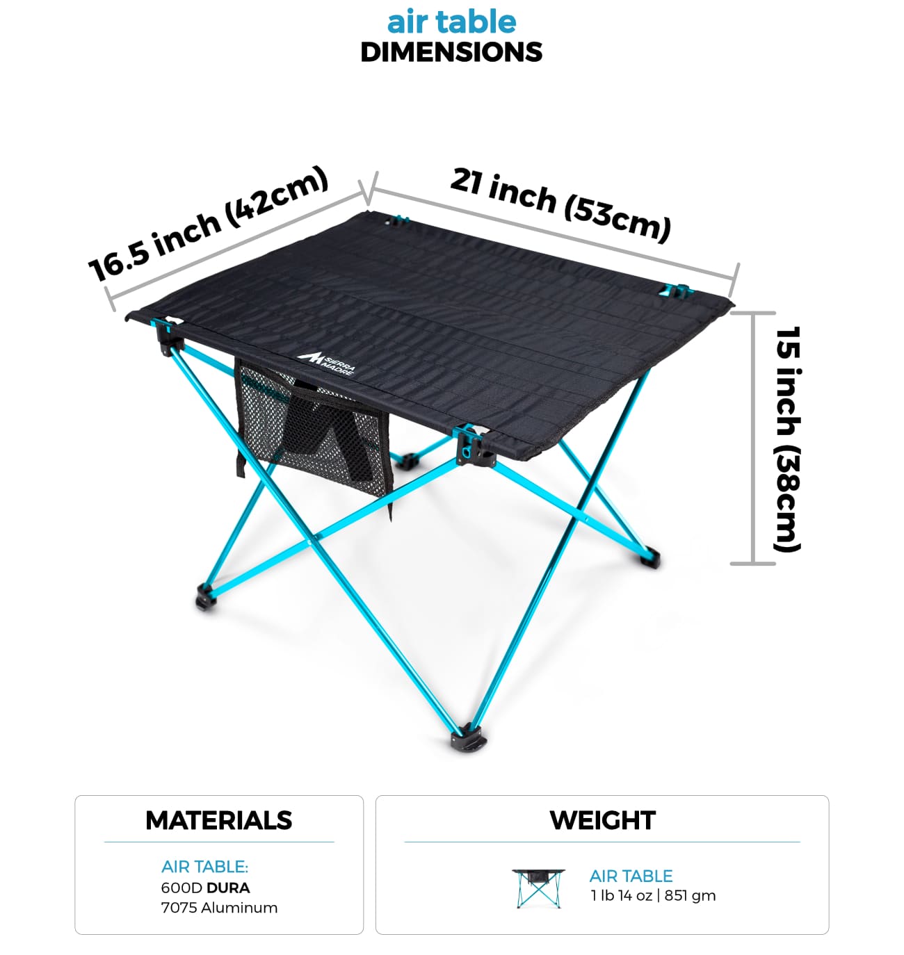 The Air Table Camp Furniture table. 