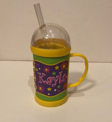Kayla Sippy Cup Girls Toddler Personalized Name Non Spill Yellow