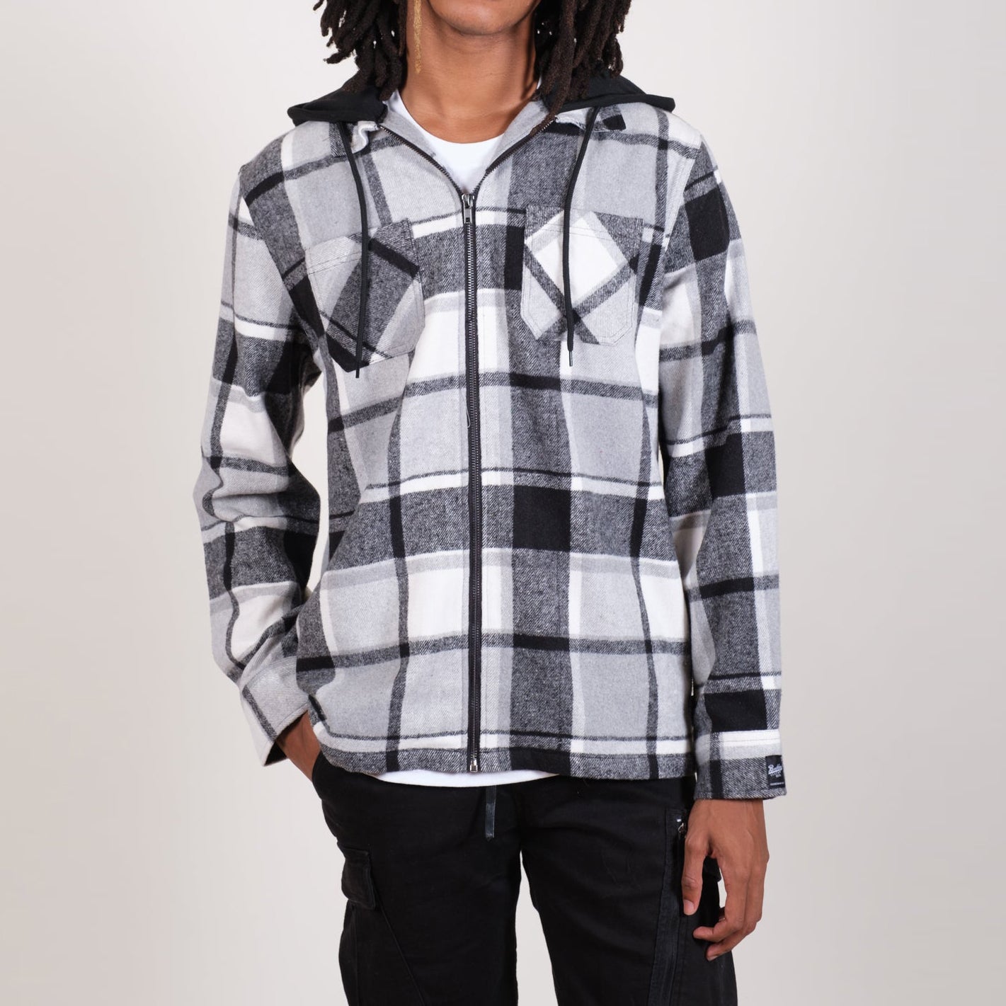 Image of Flannel Hooded Zip Shacket