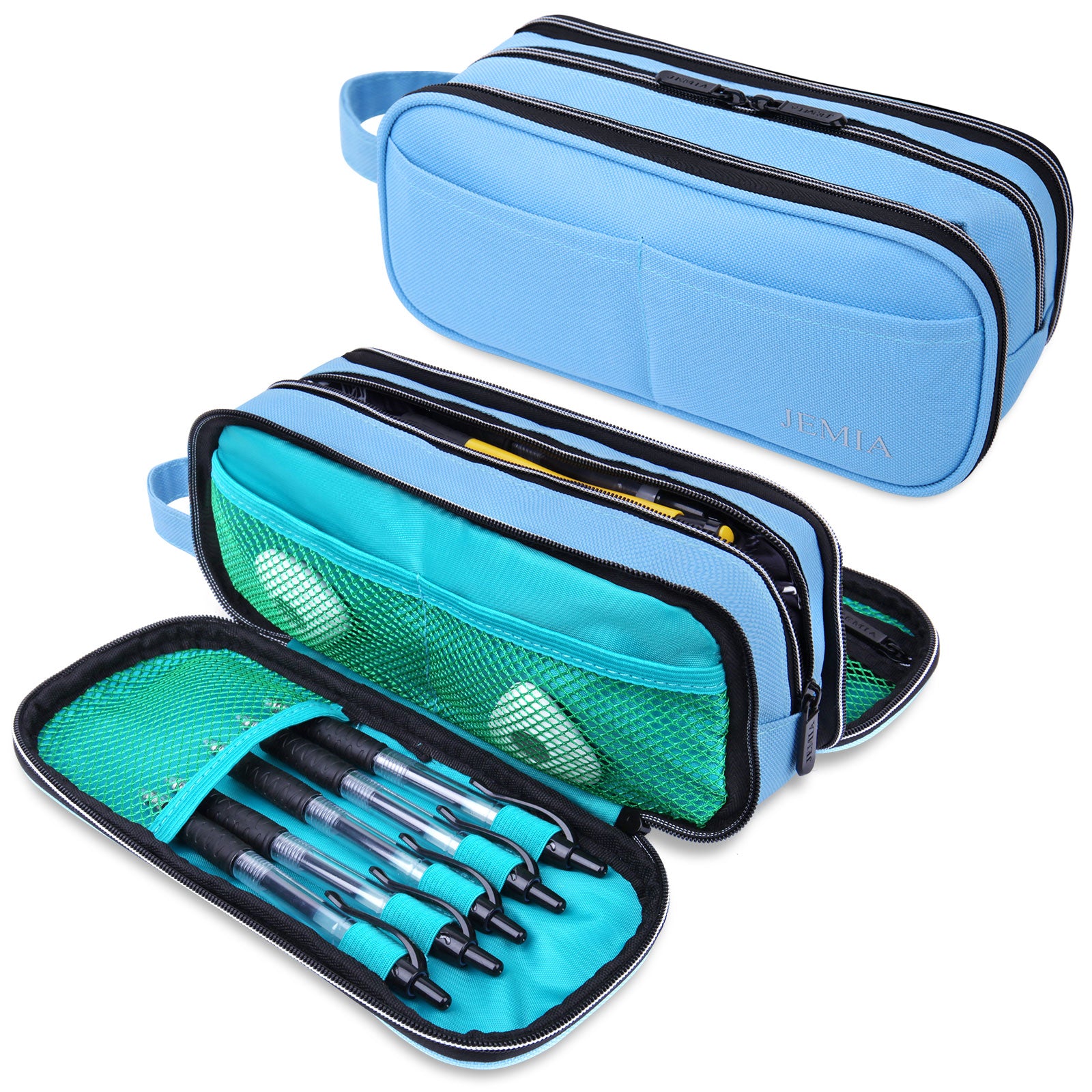 Geometric Pencil Case with 2 Independent Compartments (Polyester