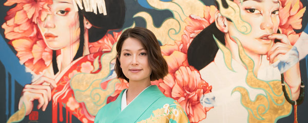 JUURI with her Japanese-inspired mural