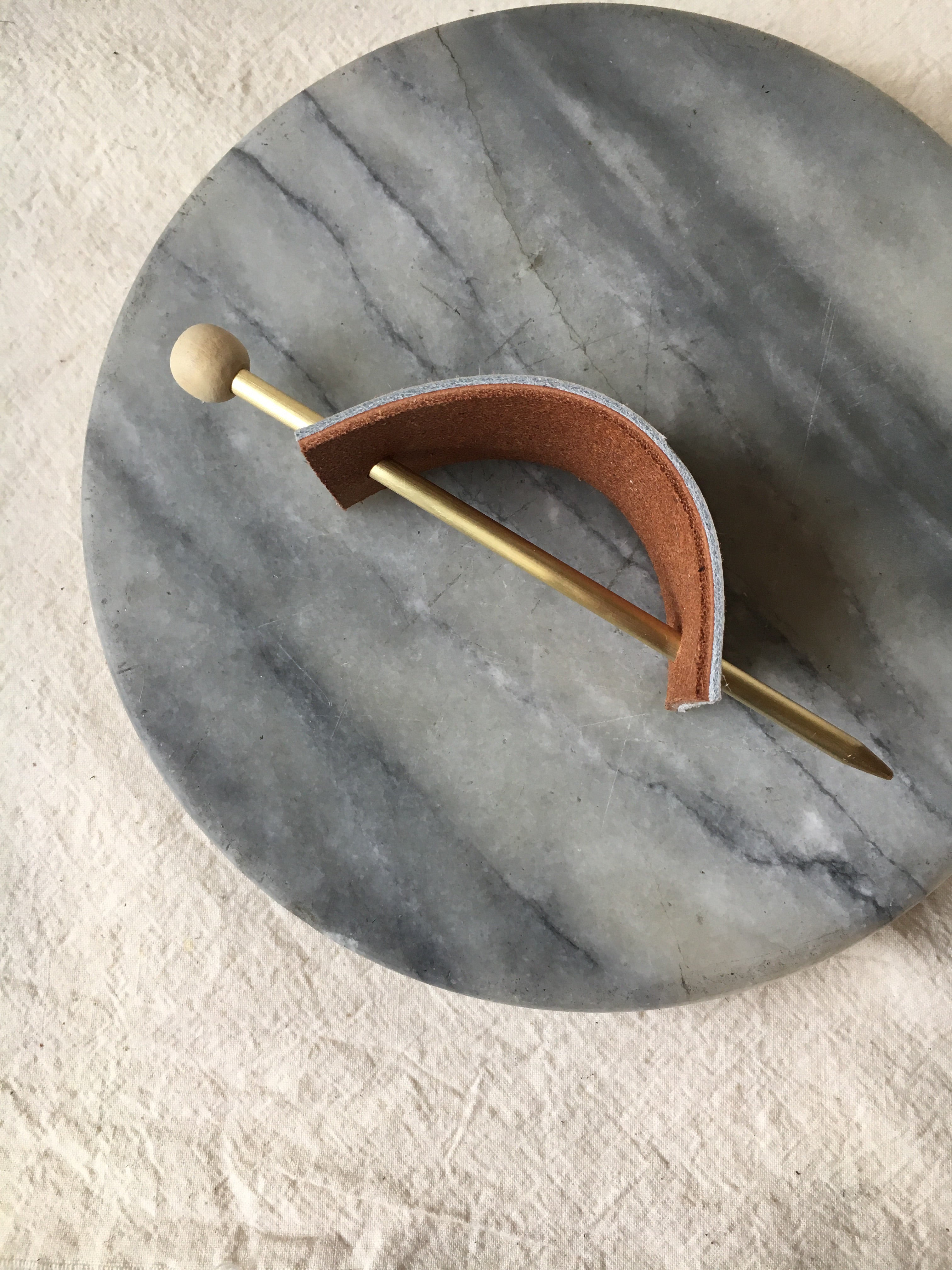 Gold Splash Print Leather Hair Slide with Brass Pin