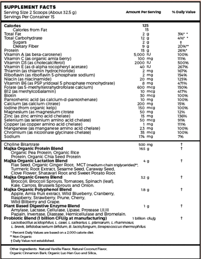 majka protein powder ingredients