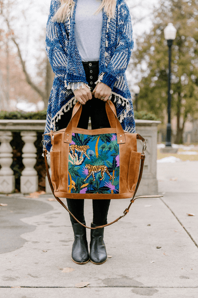 Handmade leather carryall bag from Moon Water Co made in Guatemala