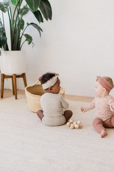 Soft baby turban made with organic cotton from Quincy Mae