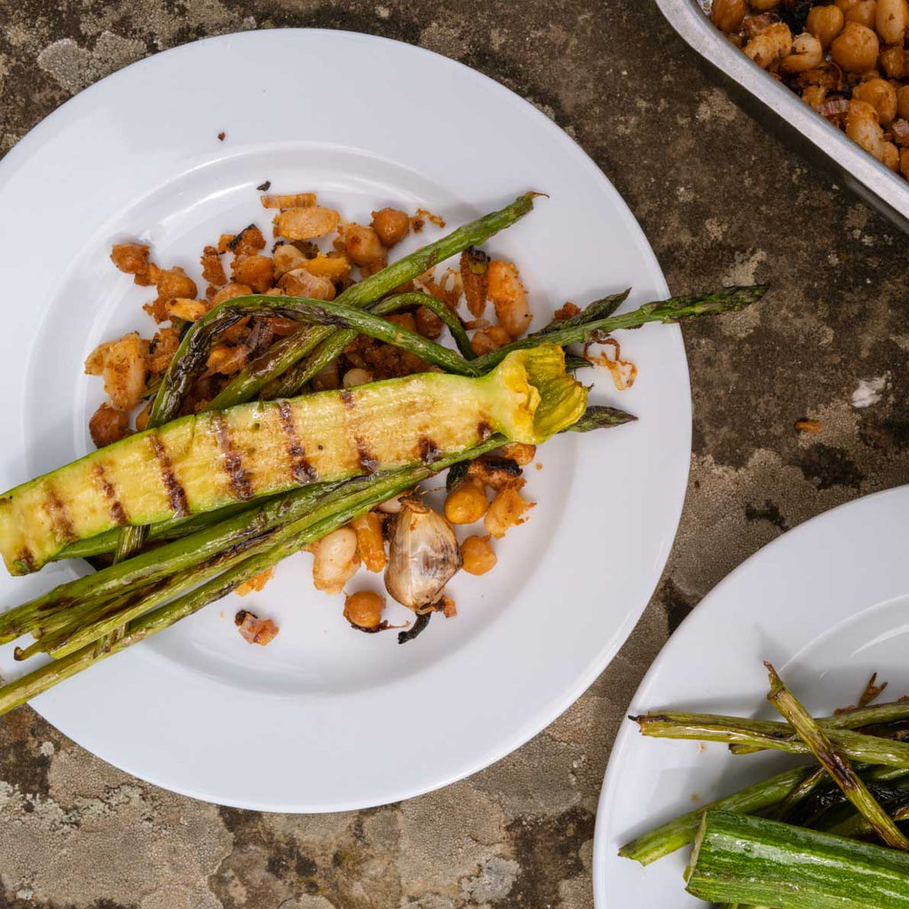 Veganes Rezept Crispy Bohnen mit gebratenem Gemüse