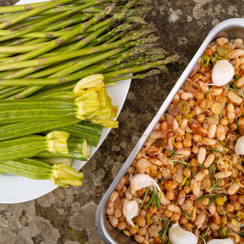 Veganes Rezept Crispy Bohnen mit gebratenem Gemüse 