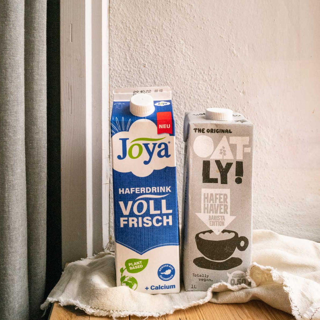 weareforelsket vegane Hafermilch, Oatly Hafermilch Barista, Joya Hafer Voll Frisch